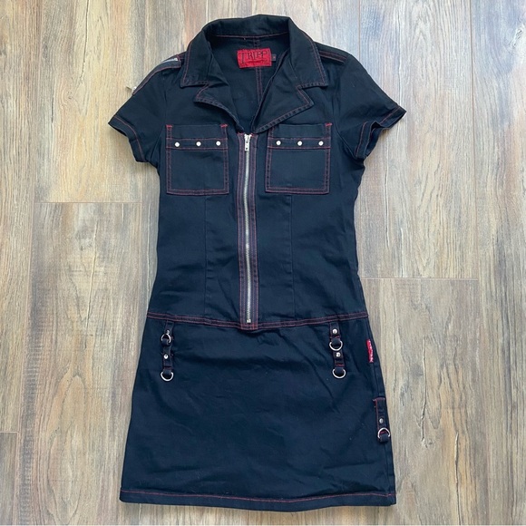 Vintage Y2K Tripp NYC Black Goth Punk Dress with Zipper Accents - Picture 12 of 17